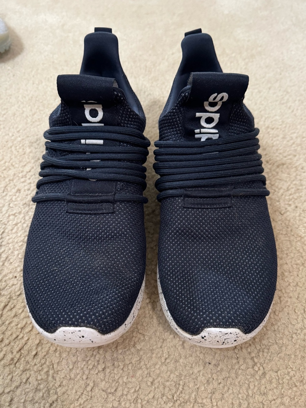 adidas Men's Black Knit Sneakers with Speckled White Sole